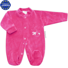 Pyjama bébé prématuré fille 43cm en velours rose bonbon Lapin