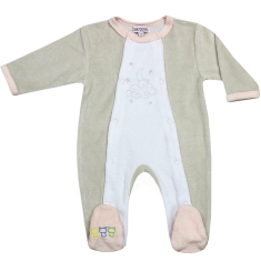 Pyjama bébé préma fille 45cm blanc, beige, rose brodé Nuage