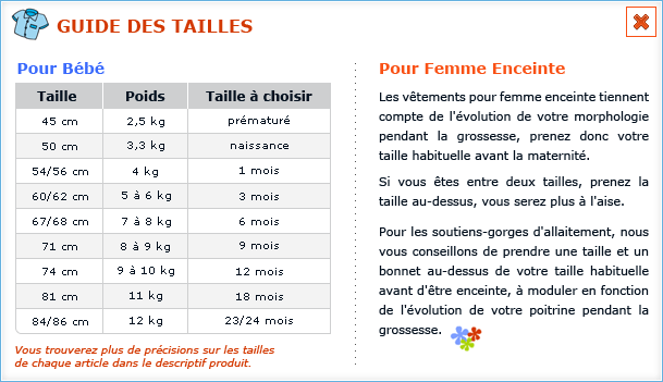 taille chaussette bébé