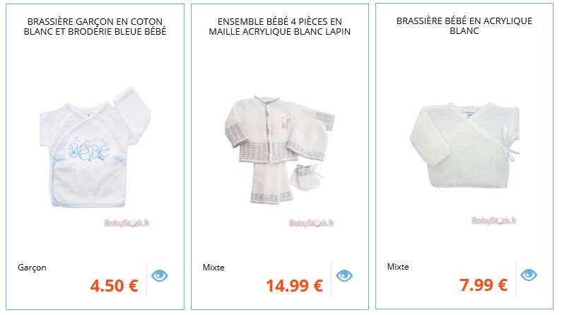 Exemples de brassières bébé