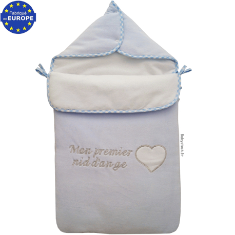 Nid d'ange bébé prématuré / naissance en velours bleu pâle