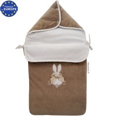 Nid d'ange bébé prématuré / naissance en velours brodé Lapin