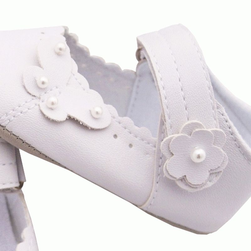 Chaussures de baptême garçon blanc à scratch > Babystock