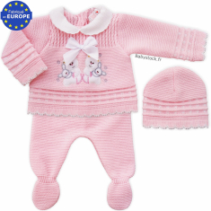 Ensemble 3 pièces imprimé fleurs bébé fille en coton biologique A01TF01000