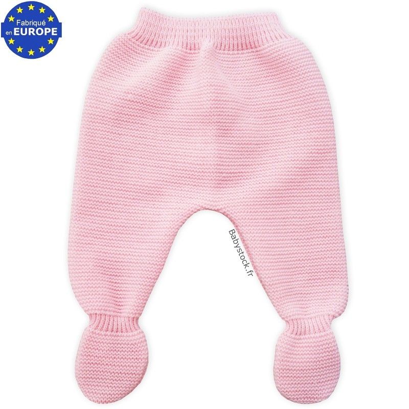 Brassière bébé naissance fille en maille acrylique rose layette