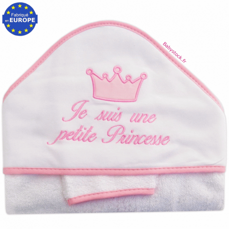 Grande sortie de bain brodée Je suis une petite Princesse rose