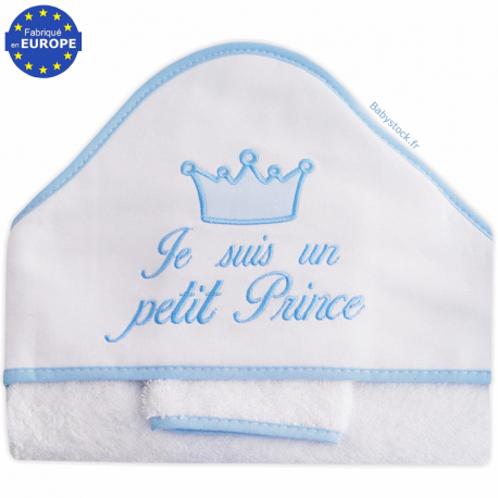 Grande sortie de bain brodée Je suis un petit Prince bleu