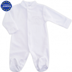 Pyjama bébé mixte en velours blanc brodé Lion