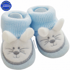 Chaussons bébé garçon en polaire brodé Souris bleu