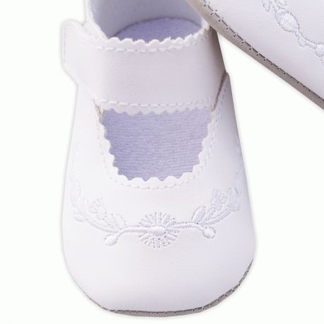 Chaussures de baptême garçon blanc à scratch > Babystock