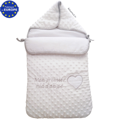 Nid d'ange bébé mixte préma / naissance en velours blanc cassé