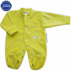 Pyjama bébé préma mixte 43cm velours vert anis vif Lapin