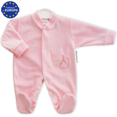 Pyjama bébé préma 43cm en velours rose brodé Lapin