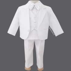 Costume bébé garçon 5 pièces polyester et satin blanc Basile