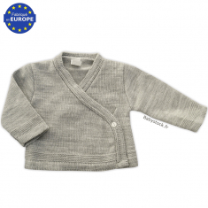 Brassière cache-cœur bébé en maille tricot jersey gris chiné