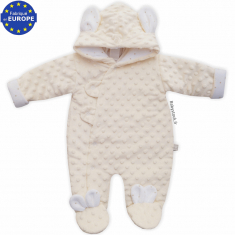 Combi-pilote bébé mixte en fourrure minky crème avec oreilles