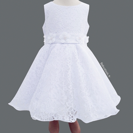 Robe courte de cérémonie en dentelle blanche Lola