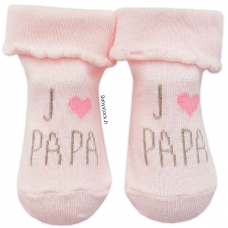 Chaussettes pour bébé fille rose pâle J'aime Papa