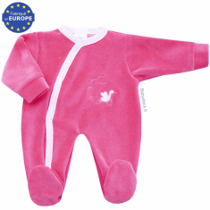 Pyjama bébé prématuré fille 43cm en velours rose bonbon Cigogne