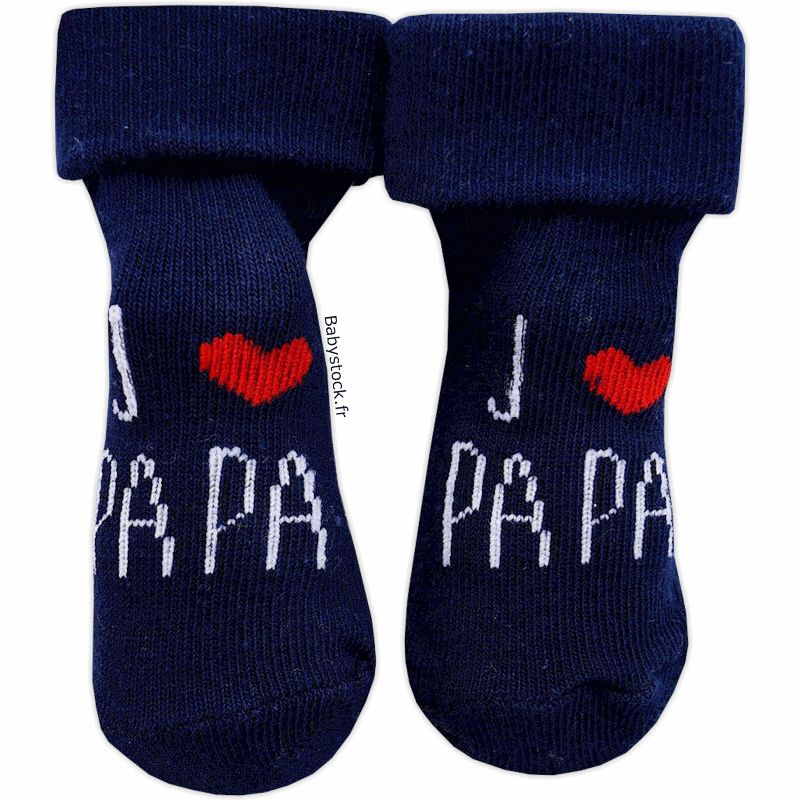 Chaussettes bébé mixte bleu marine J'aime Papa > Babystock