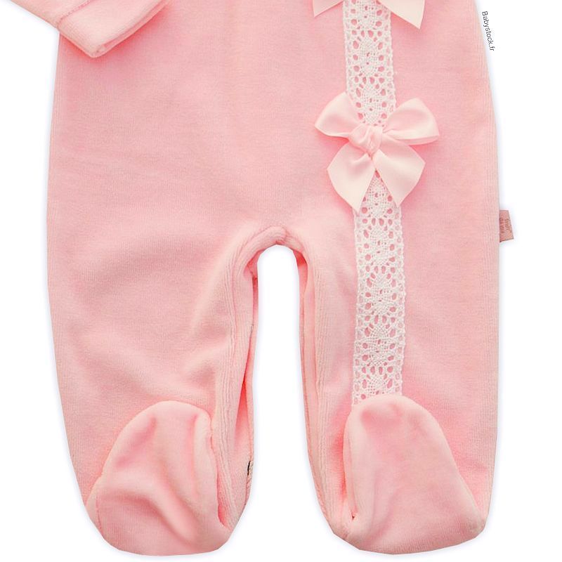 Joli pyjama bébé fille en velours rose! - Mon Coffret Naissance