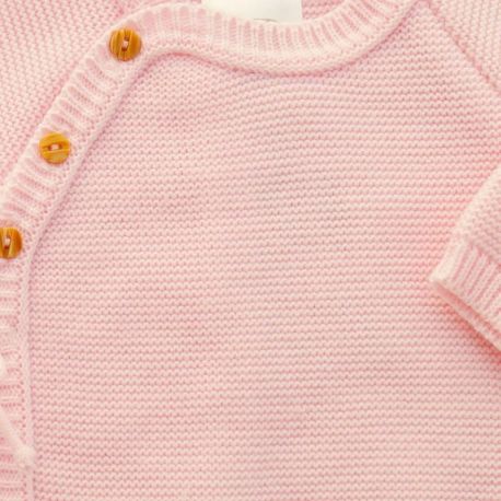 Brassière bébé naissance fille en maille acrylique rose layette