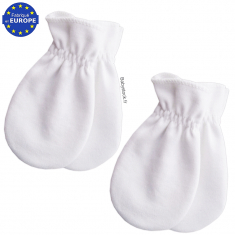 Lot 2 paires de moufles bébé anti-griffures en coton blanc