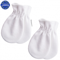 Moufles naissance en coton gants bébé anti griffures - Blanc