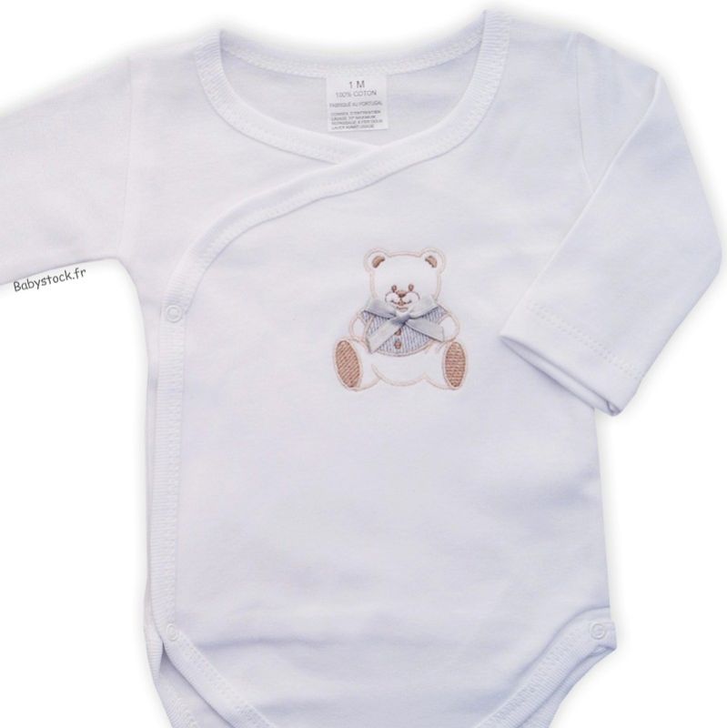 Lot 2 body croisé bébé fille en jersey coton blanc et rose > Babystock