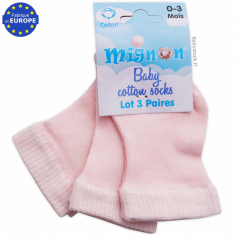 Lot 3 paires de chaussettes bébé fille J'aime Maman J'aime Papa