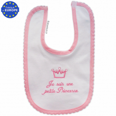 Bavoir naissance jersey coton brodé Je suis une petite Princesse