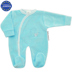 Pyjama bébé préma mixte 43cm velours bleu celadon Cigogne