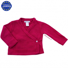 Brassière cache-cœur bébé fille en maille tricot jersey fushia