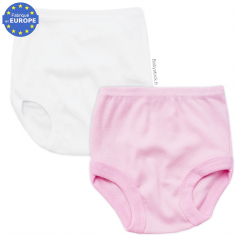 Lot 2 culottes bébé fille en coton blanc et rose dragée