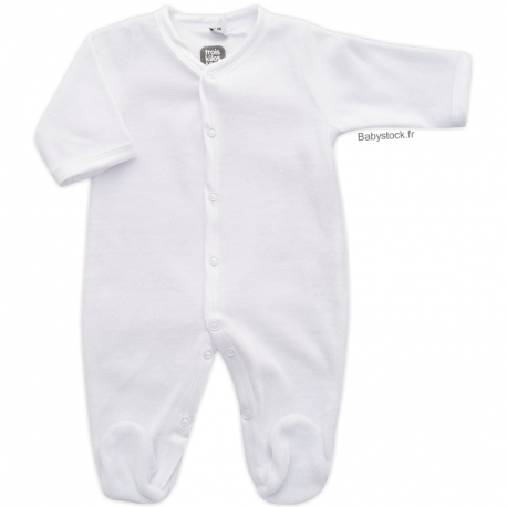 Pyjama bébé de baptême / cérémonie en velours et satin blanc mixte