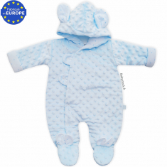 Combi-pilote pour bébé garçon en fourrure minky bleu layette