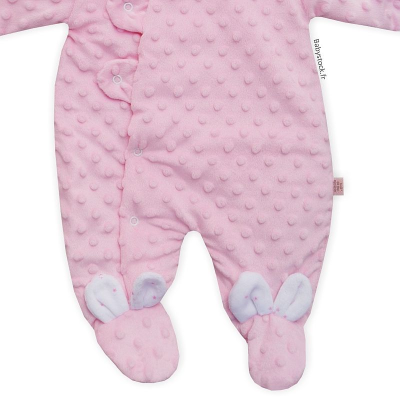 Combi-pilote pour bébé fille en fourrure minky rose layette > Babystock