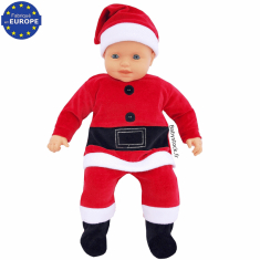 Pyjama bébé + bonnet en velours rouge blanc noir Père Noël