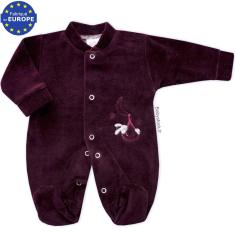 Pyjama préma 43cm en velours rouge brique brodé Cigogne