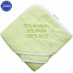 Cape de bain mixte 50% Maman 50% Papa = 100% Moi vert