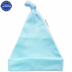 Bonnet bébé unisexe avec nœud en jersey de coton turquoise