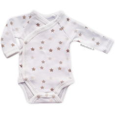 Body bébé préma 45cm jersey 100% coton blanc étoilé gris et taupe