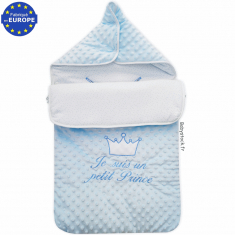 Nid d'ange bébé spécial siège auto fourrure minky bleu Prince