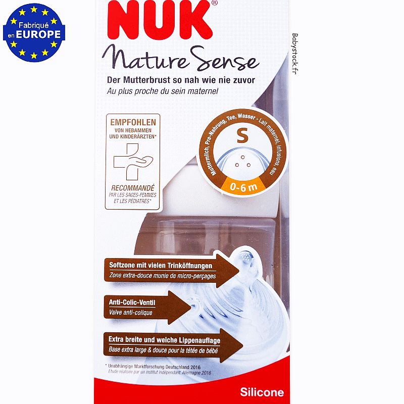 Biberon bébé Nature Sense blanc 150 ml NUK 0-6 mois > Babystock