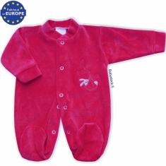 Pyjama préma 43cm en velours rose fushia brodé Lapin