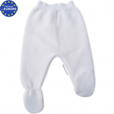 Pantalon naissance unisexe pour bébé en maille 100% coton blanc