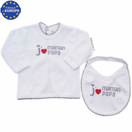 Coffret naissance mixte 5 pi ces 100 coton j aime Maman Papa