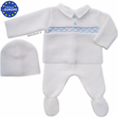 Ensemble trois pièces bébé garçon en laine et coton 5069101460