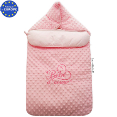 Nid d'ange bébé fille fourrure minky rose brodé Bébé d'Amour