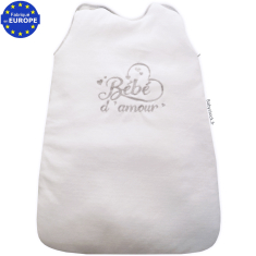Gigoteuse mixte en velours blanc brodée Bébé d'Amour gris